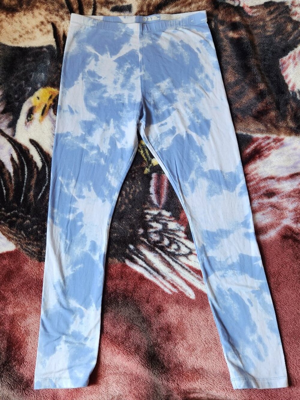 Wonder Nation Girls Leggings Size XL 14/16 Blue/White Tie Dyed